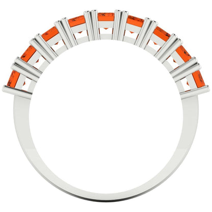 2.61 cttw Simulated Ruby Emerald Cut White Gold Eternity Wedding Band