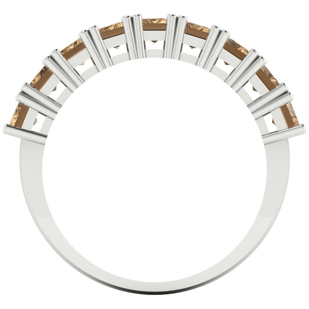 2.61 cttw Simulated Champagne Diamond Emerald Cut White Gold Eternity Wedding Band