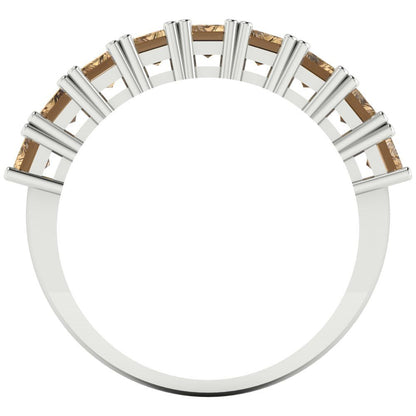 2.61 cttw Simulated Champagne Diamond Emerald Cut White Gold Eternity Wedding Band