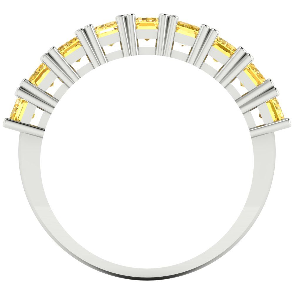 2.61 cttw Simulated Yellow Diamond Emerald Cut White Gold Eternity Wedding Band