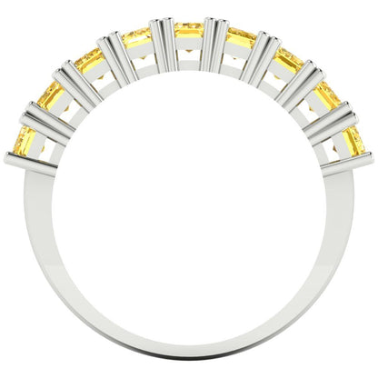 2.61 cttw Simulated Yellow Diamond Emerald Cut White Gold Eternity Wedding Band