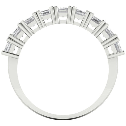 2.61 cttw Simulated Diamond Emerald Cut White Gold Eternity Wedding Band