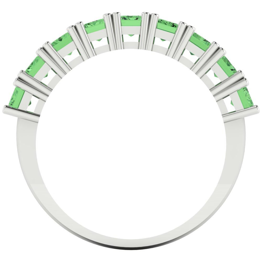 2.61 cttw Simulated Green Diamond Emerald Cut White Gold Eternity Wedding Band