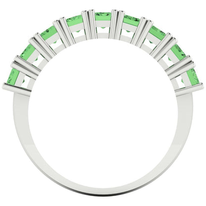 2.61 cttw Simulated Green Diamond Emerald Cut White Gold Eternity Wedding Band