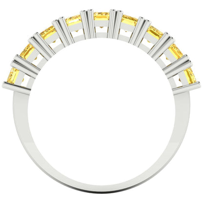 2.61 cttw Natural Citrine Emerald Cut White Gold Eternity Wedding Band