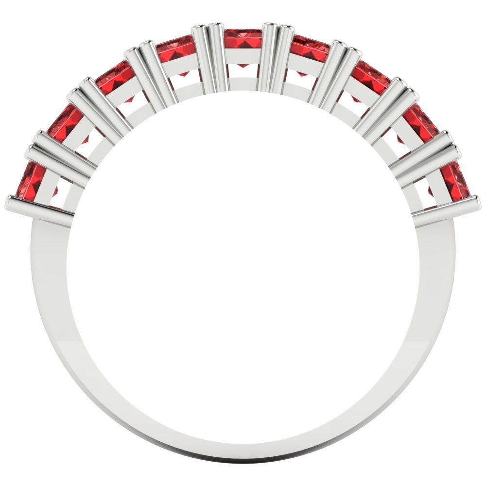 2.61 cttw Natural Garnet Emerald Cut White Gold Eternity Wedding Band