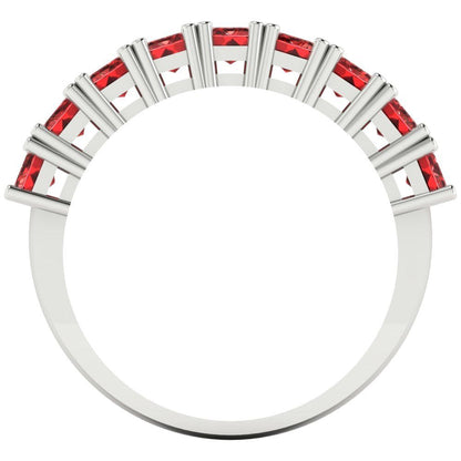 2.61 cttw Natural Garnet Emerald Cut White Gold Eternity Wedding Band