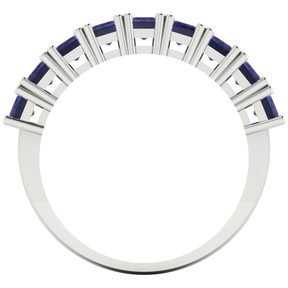 2.61 cttw Simulated Tanzanite Emerald Cut White Gold Eternity Wedding Band