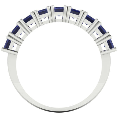 2.61 cttw Simulated Tanzanite Emerald Cut White Gold Eternity Wedding Band