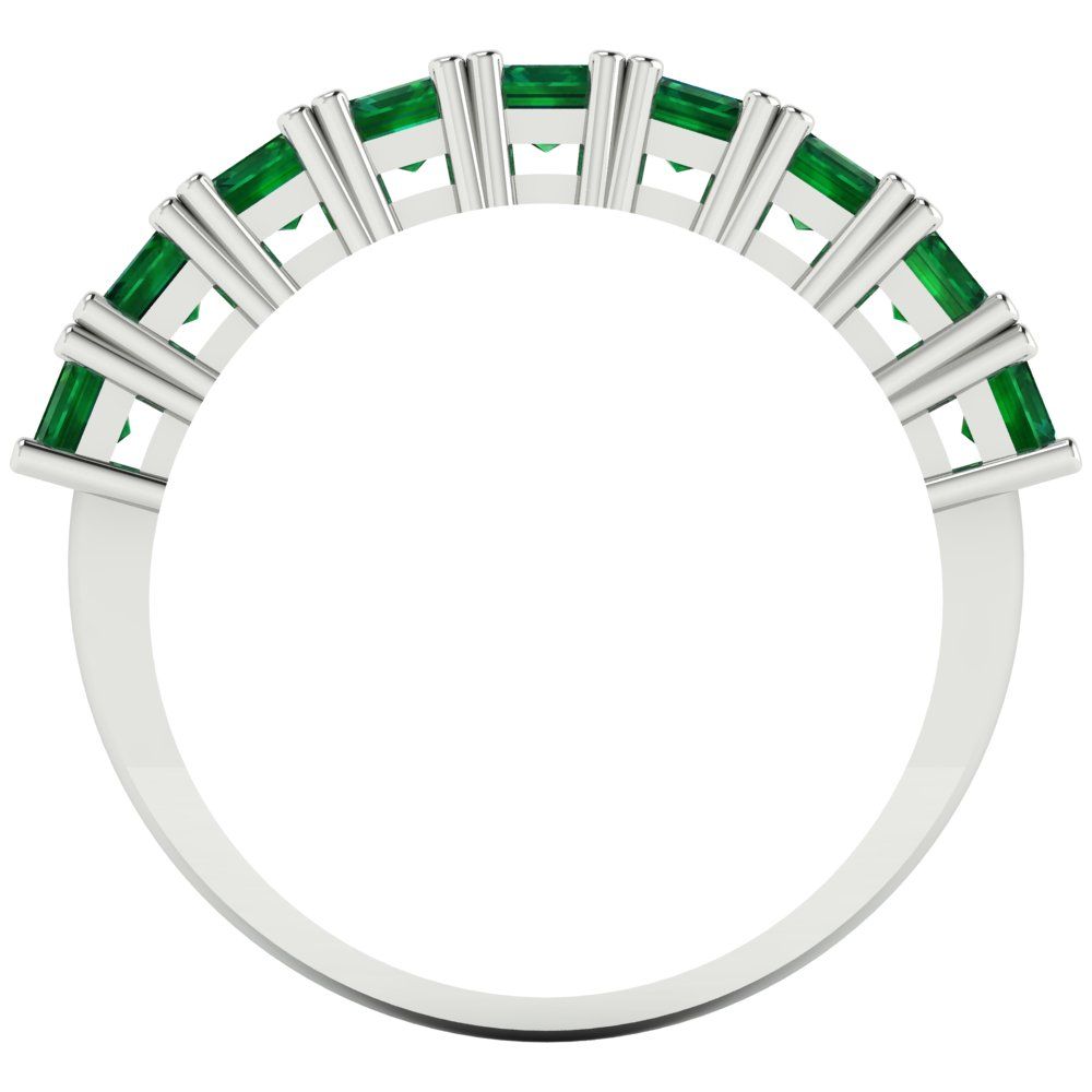 2.61 cttw Simulated Emerald Emerald Cut White Gold Eternity Wedding Band