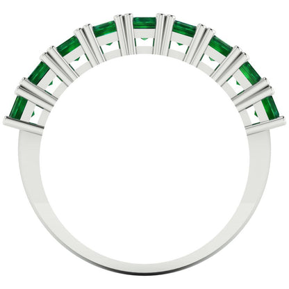 2.61 cttw Simulated Emerald Emerald Cut White Gold Eternity Wedding Band