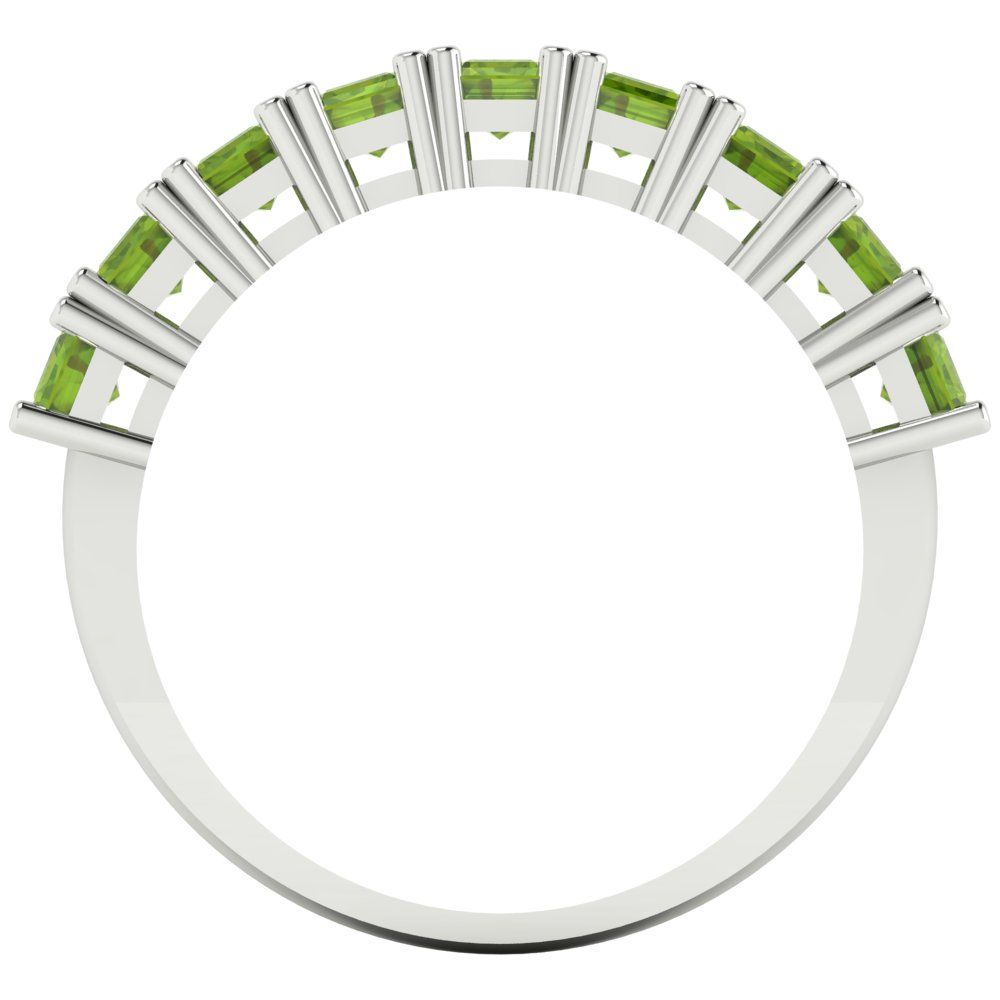 2.61 cttw Natural Peridot Emerald Cut White Gold Eternity Wedding Band