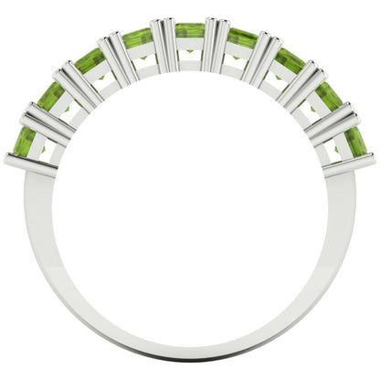 2.61 cttw Natural Peridot Emerald Cut White Gold Eternity Wedding Band