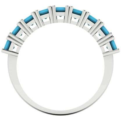 2.61 cttw Simulated Turquoise Emerald Cut White Gold Eternity Wedding Band
