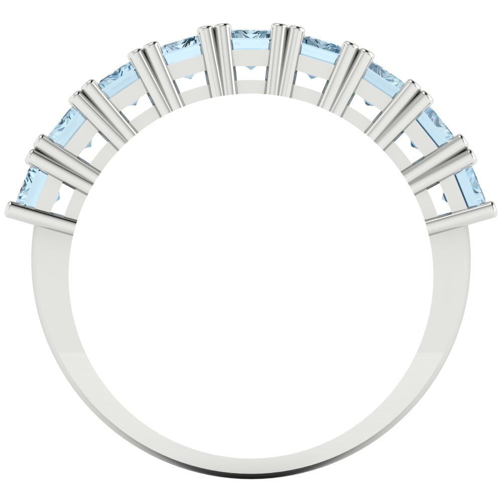 2.61 cttw Natural Sky Blue Topaz Emerald Cut White Gold Eternity Wedding Band