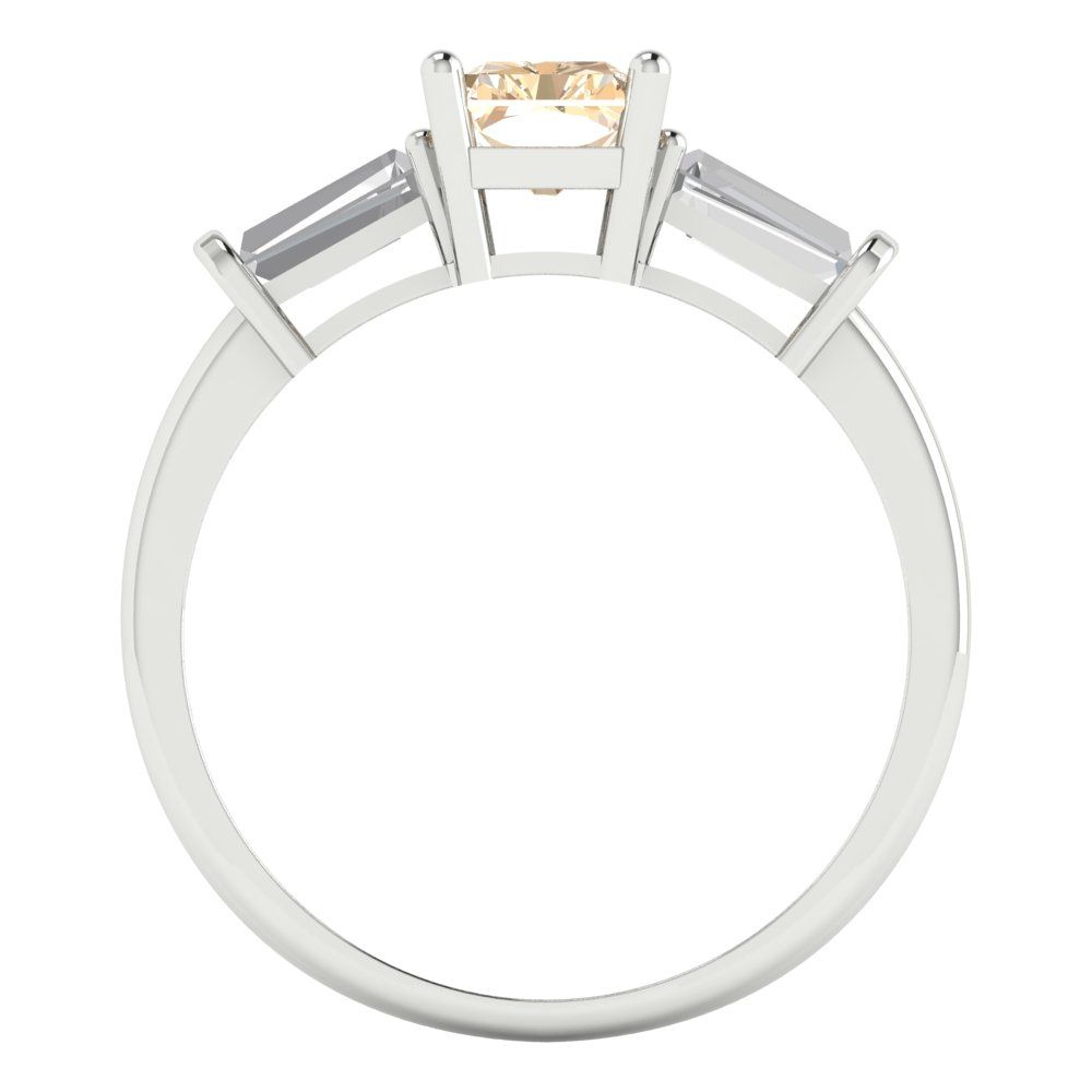 1.5 cttw Natural Morganite Three-Stone Engagement Ring - Solid Gold (Emerald Cut,7.0x5.0mm)