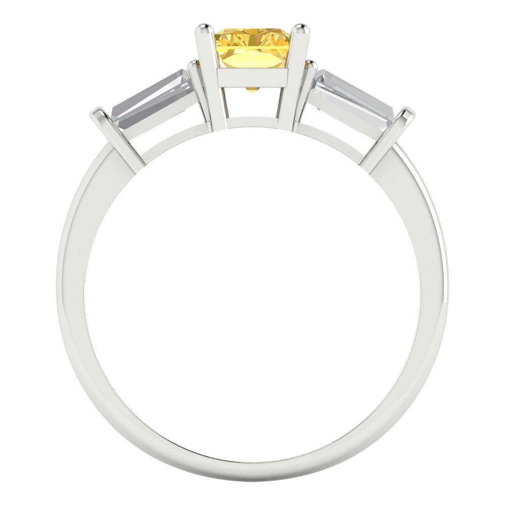 1.5 cttw Natural Citrine Three-Stone Engagement Ring - Solid Gold (Emerald Cut,7.0x5.0mm)