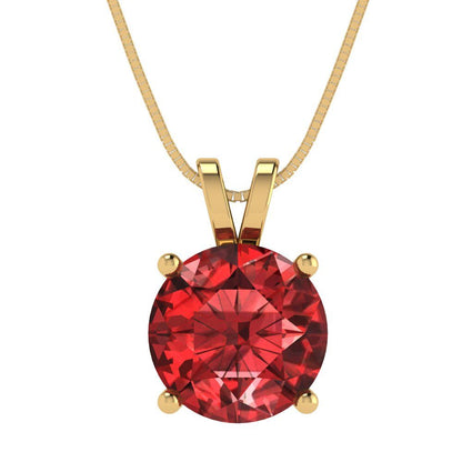 3cttw Round Cut Garnet Gold-Plated 925 Silver Pendant and 18" Box-Chain Necklace