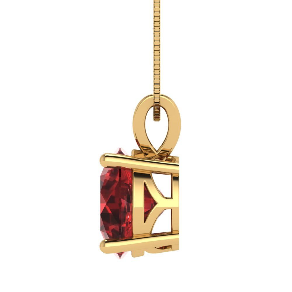 3cttw Round Cut Garnet Gold-Plated 925 Silver Pendant and 18" Box-Chain Necklace