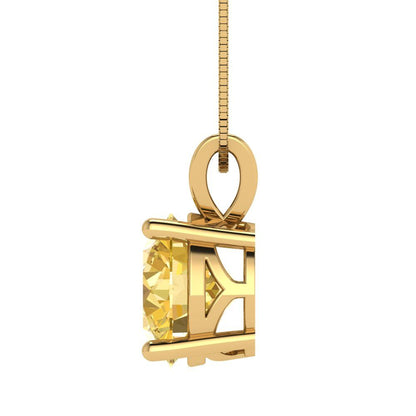 3cttw Round Cut Citrine Gold-Plated 925 Silver Pendant and 18" Box-Chain Necklace