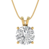 3 ct Brilliant Round Cut Solitaire Natural Diamond Stone Clarity SI1-2 Color G-H Yellow Gold Pendant with 18" Chain