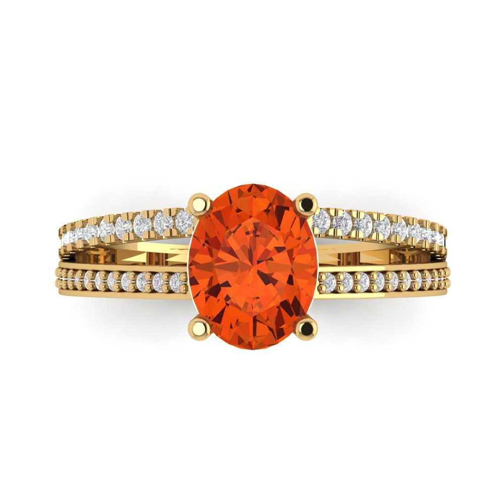 2.32 cttw Zirconia Simulated Red Diamond Solitaire with Zirconia Simul ...