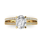 3.28 ct Brilliant Oval Cut Natural Diamond Stone Clarity SI1-2 Color G-H Yellow Gold Solitaire with Accents Ring
