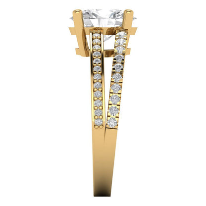 2.32 cttw White Sapphire Solitaire with Zirconia Simulated Diamond Accents Engagement Ring - Solid Gold (Oval Cut,9X7mm)