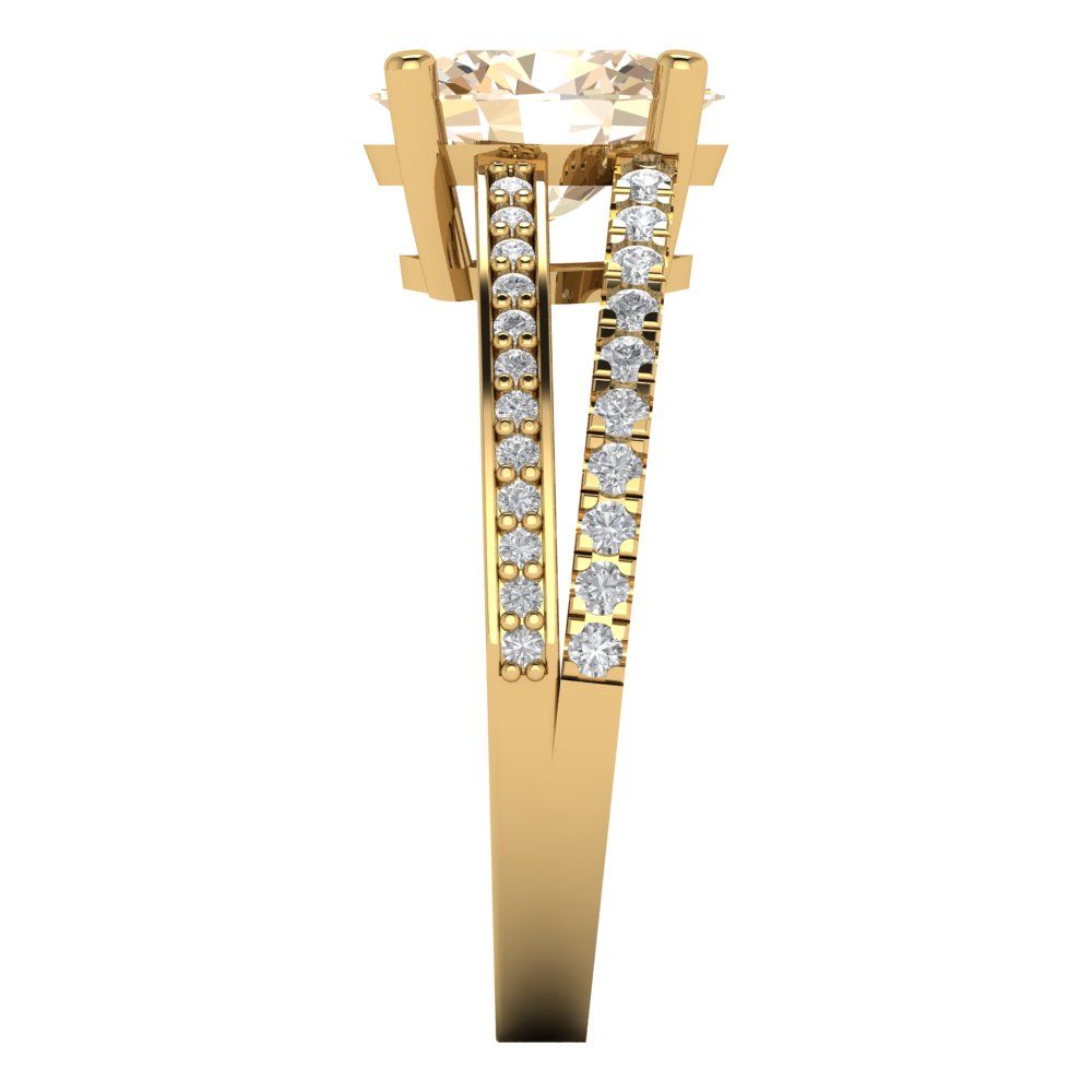 2.32 cttw Natural Morganite Solitaire with Zirconia Simulated Diamond Accents Engagement Ring - Solid Gold (Oval Cut,9X7mm)