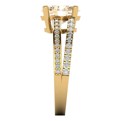 2.32 cttw Natural Morganite Solitaire with Zirconia Simulated Diamond Accents Engagement Ring - Solid Gold (Oval Cut,9X7mm)