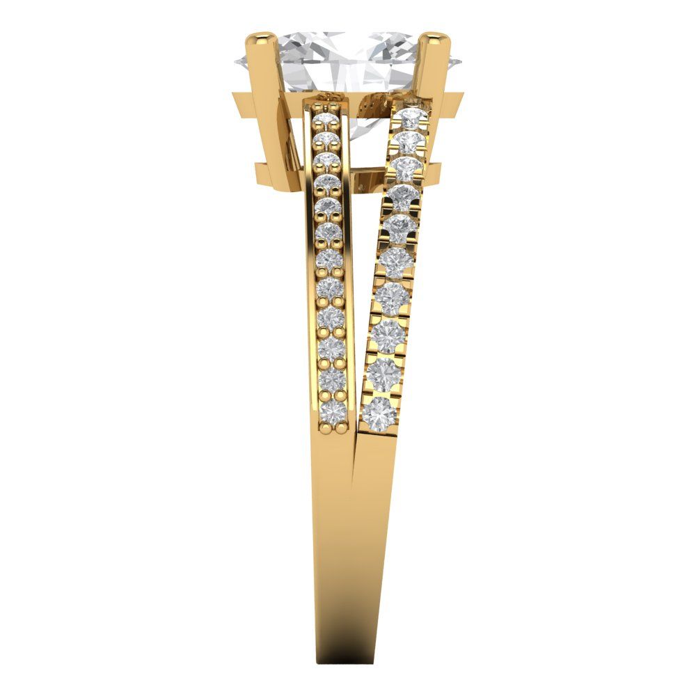 2.32 cttw Zirconia Simulated Diamond Solitaire with Zirconia Simulated Diamond Accents Engagement Ring - Solid Gold (VVS1, Oval Cut,9X7mm)