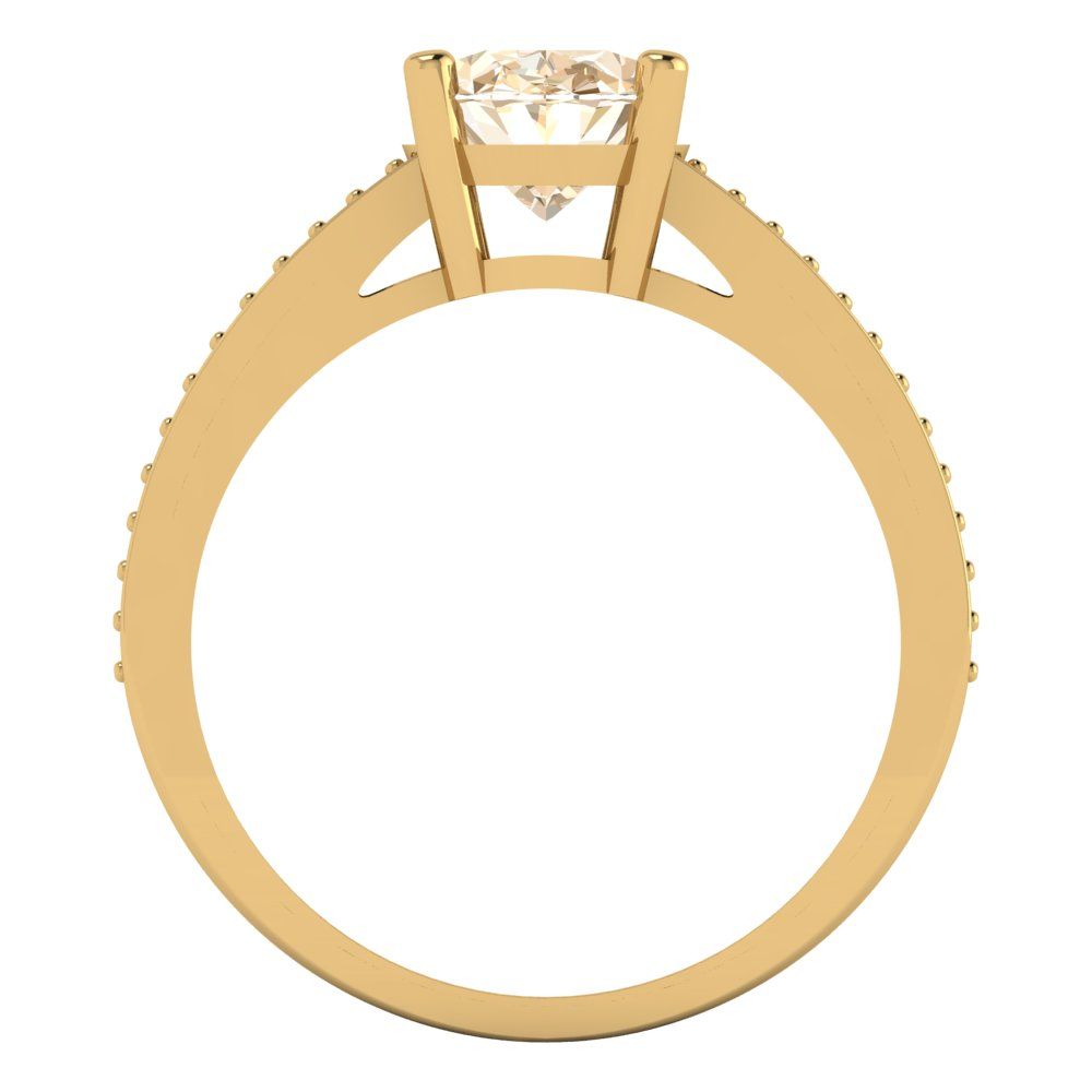 2.32 cttw Natural Morganite Solitaire with Zirconia Simulated Diamond Accents Engagement Ring - Solid Gold (Oval Cut,9X7mm)