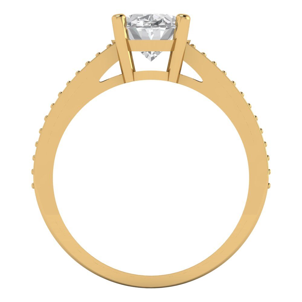 3.28 ct Brilliant Oval Cut Natural Diamond Stone Clarity VS1-2 Color G-H Yellow Gold Solitaire with Accents Ring