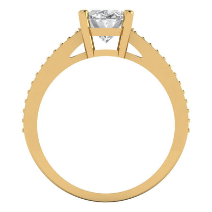 3.28 ct Brilliant Oval Cut Natural Diamond Stone Clarity VS1-2 Color G-H Yellow Gold Solitaire with Accents Ring