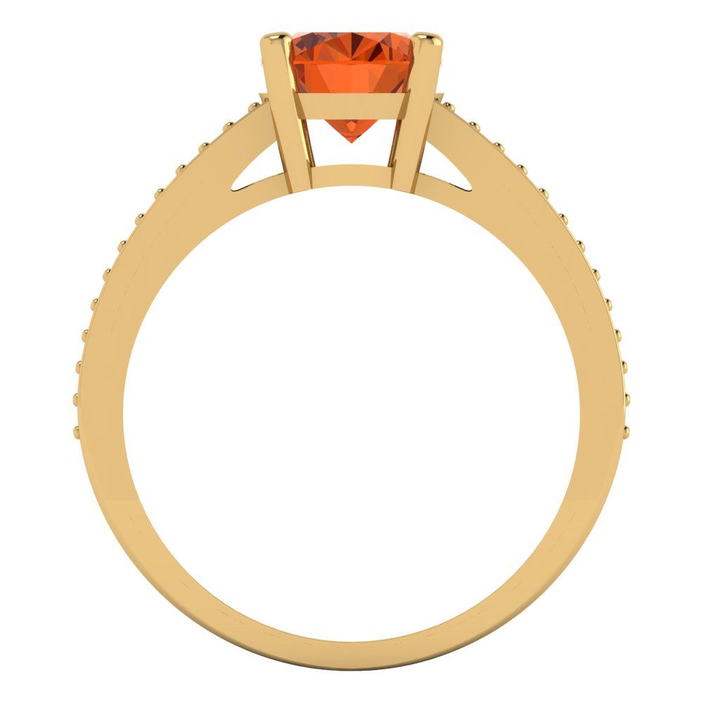 2.32 cttw Simulated Ruby Solitaire with Zirconia Simulated Diamond Accents Engagement Ring - Solid Gold (Oval Cut,9X7mm)