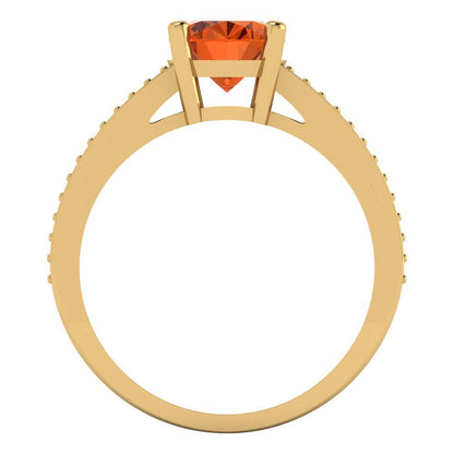 2.32 cttw Simulated Ruby Solitaire with Zirconia Simulated Diamond Accents Engagement Ring - Solid Gold (Oval Cut,9X7mm)