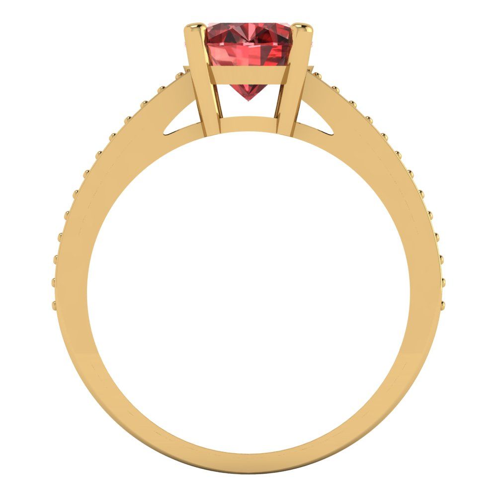 2.32 cttw Natural Garnet Solitaire with Zirconia Simulated Diamond Accents Engagement Ring - Solid Gold (Oval Cut,9X7mm)
