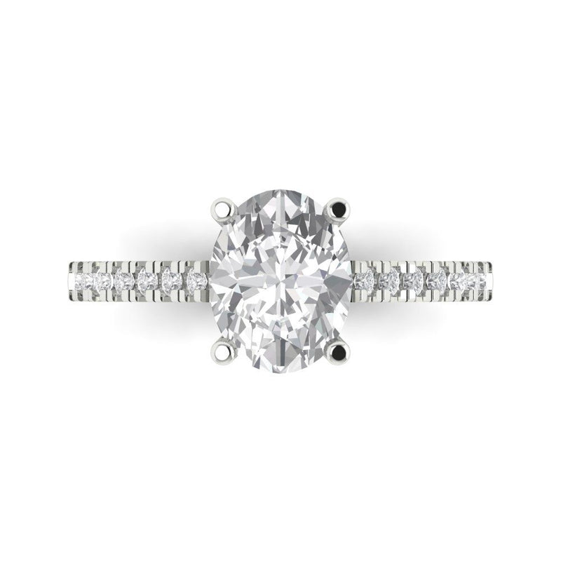 2.21 ct Brilliant Oval Cut Natural Diamond Stone Clarity SI1-2 Color G-H White Gold Solitaire with Accents Ring