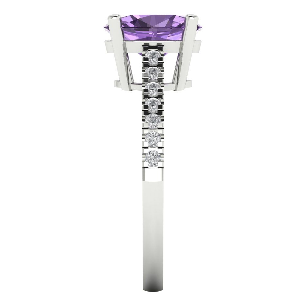 2.21 cttw Simulated Alexandrite Solitaire with Zirconia Simulated Diamond Accents Engagement Ring - Solid Gold (Oval Cut,9X7mm)