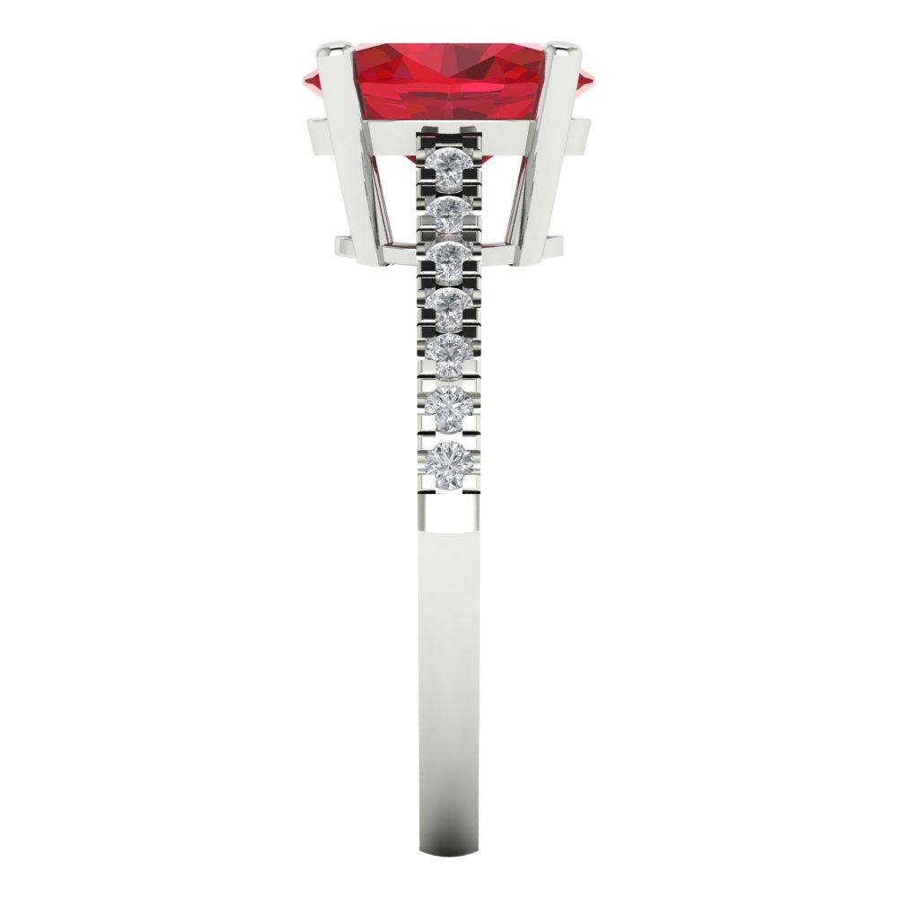 2.21 cttw Simulated Pink Tourmaline Solitaire with Zirconia Simulated Diamond Accents Engagement Ring - Solid Gold (Oval Cut,9X7mm)