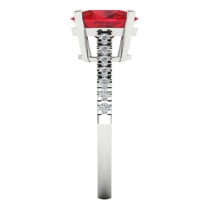 2.21 cttw Simulated Pink Tourmaline Solitaire with Zirconia Simulated Diamond Accents Engagement Ring - Solid Gold (Oval Cut,9X7mm)