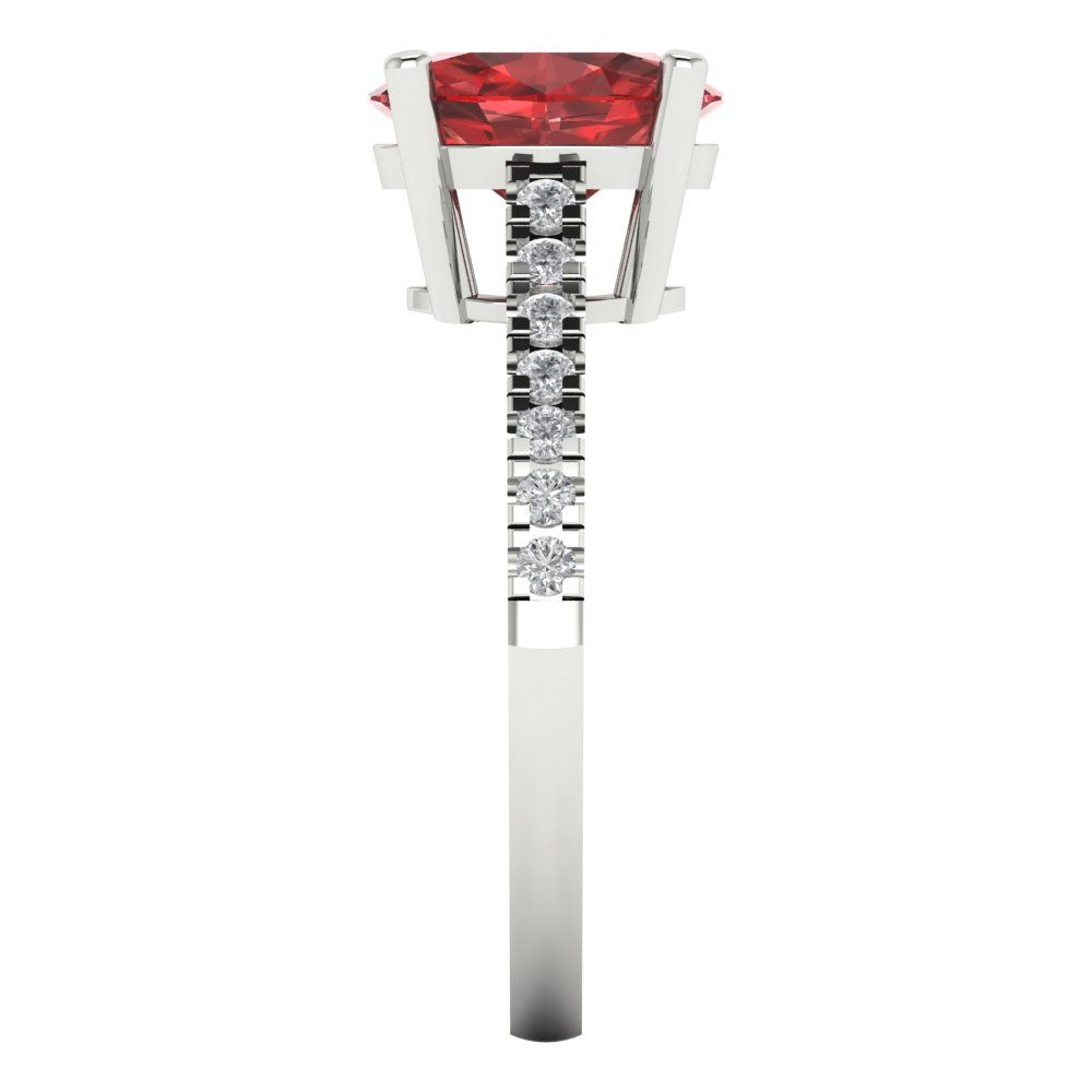 2.21 cttw Natural Garnet Solitaire with Zirconia Simulated Diamond Accents Engagement Ring - Solid Gold (Oval Cut,9X7mm)