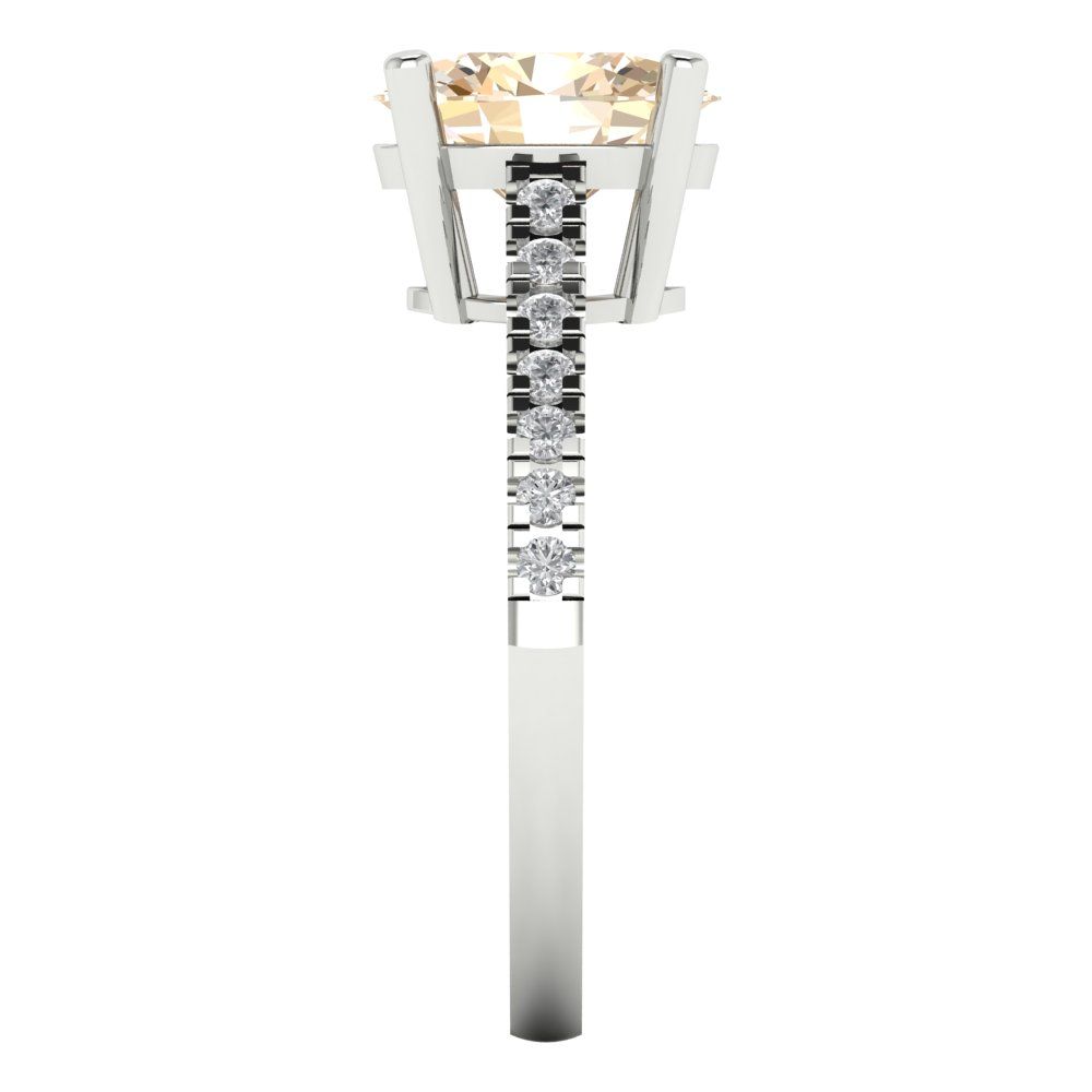 2.21 cttw Natural Morganite Solitaire with Zirconia Simulated Diamond Accents Engagement Ring - Solid Gold (Oval Cut,9X7mm)