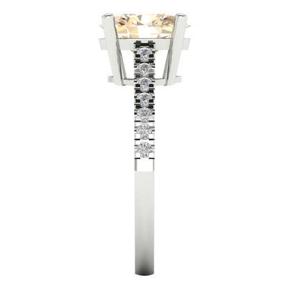 2.21 cttw Natural Morganite Solitaire with Zirconia Simulated Diamond Accents Engagement Ring - Solid Gold (Oval Cut,9X7mm)