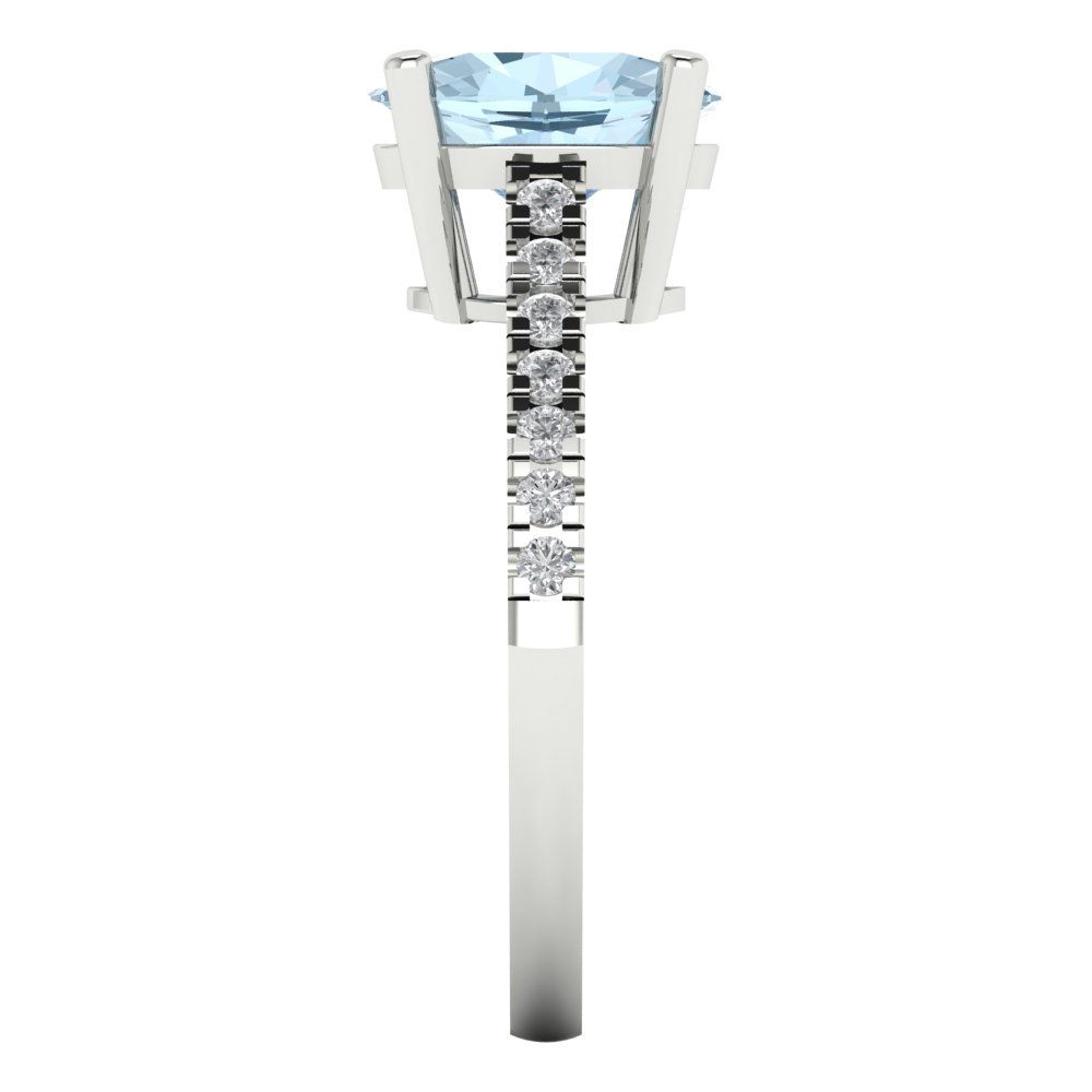 2.21 cttw Natural Sky Blue Topaz Solitaire with Zirconia Simulated Diamond Accents Engagement Ring - Solid Gold (Oval Cut,9X7mm)