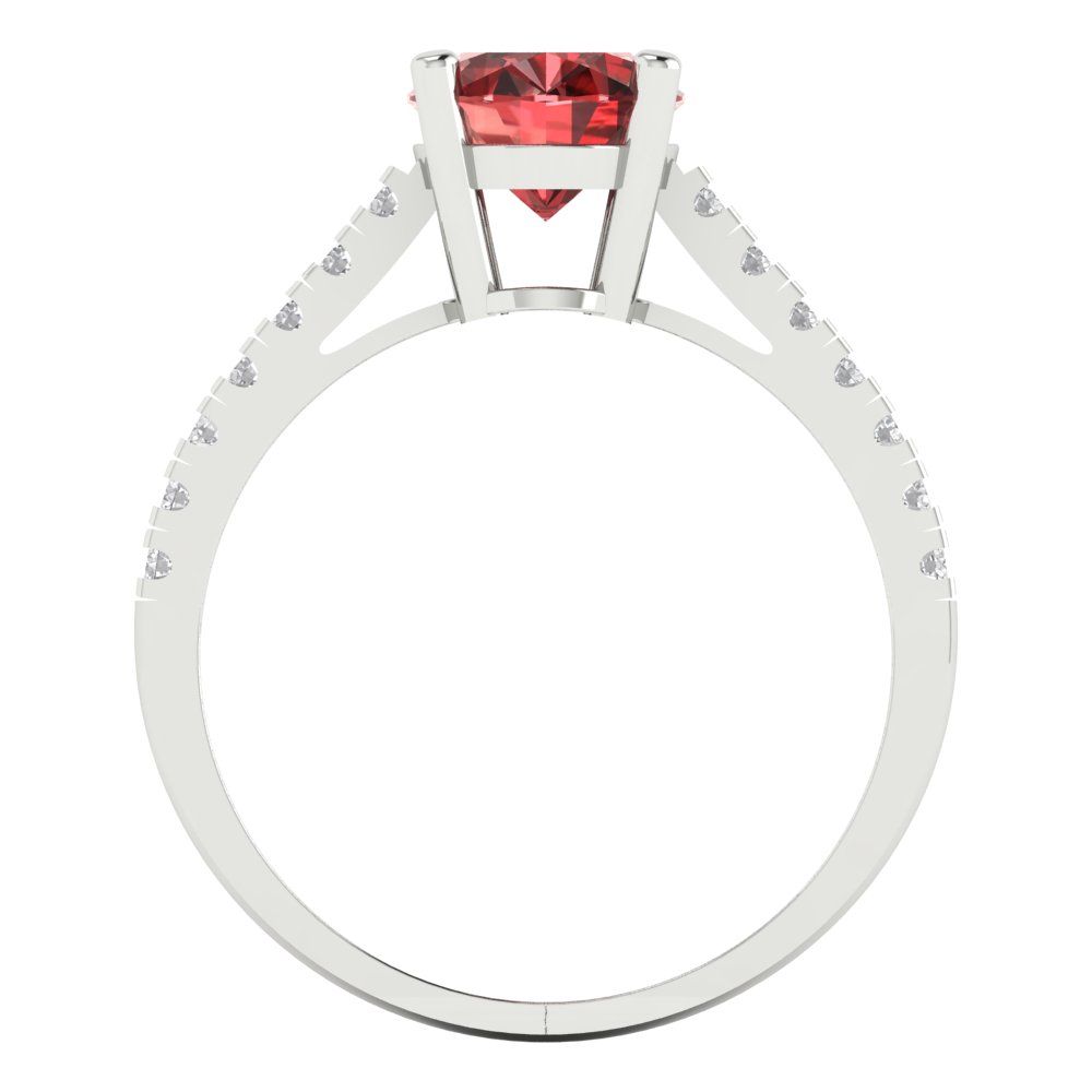2.21 cttw Natural Garnet Solitaire with Zirconia Simulated Diamond Accents Engagement Ring - Solid Gold (Oval Cut,9X7mm)