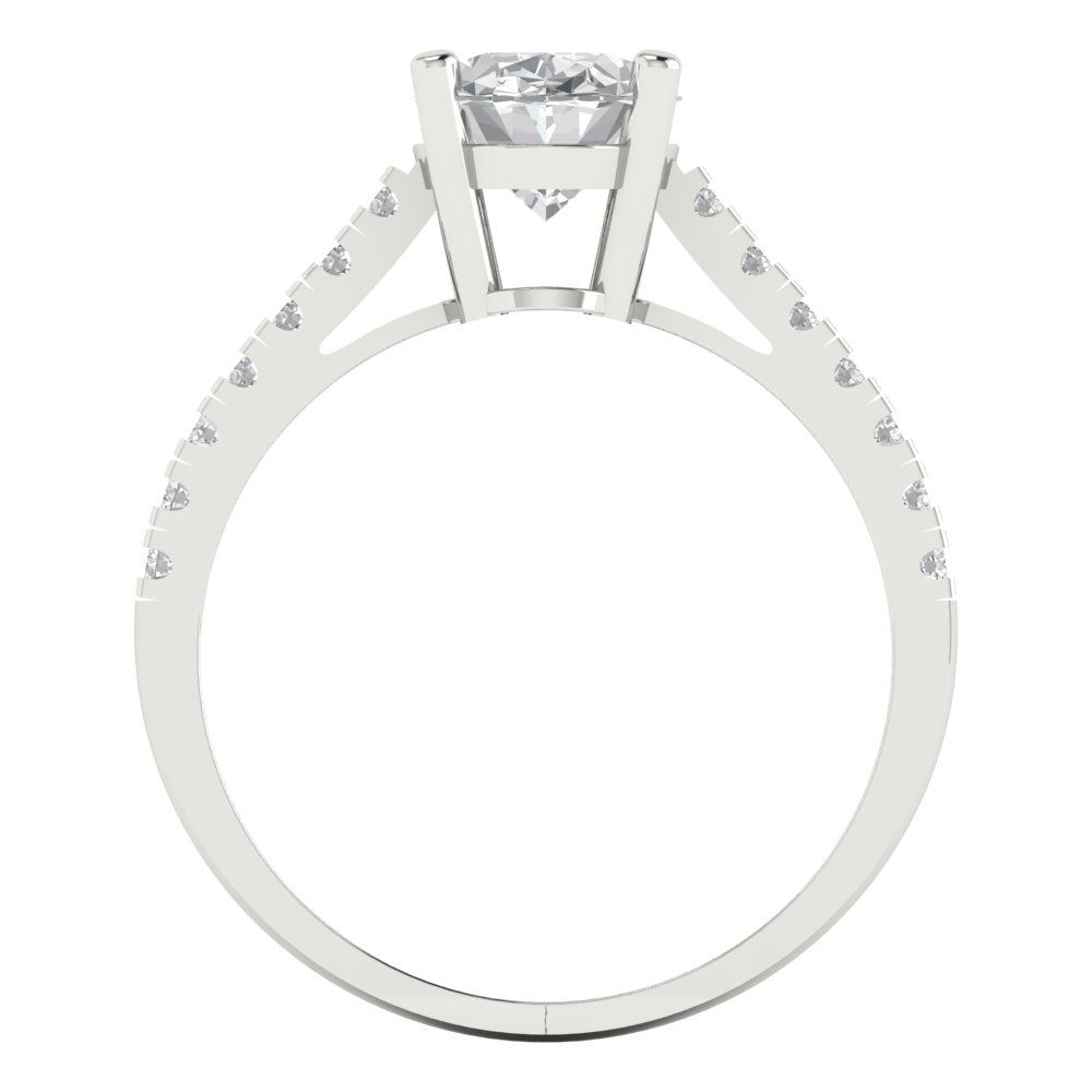 2.21 cttw White Sapphire Solitaire with Zirconia Simulated Diamond Accents Engagement Ring - Solid Gold (Oval Cut,9X7mm)