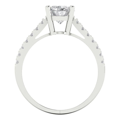 2.21 cttw White Sapphire Solitaire with Zirconia Simulated Diamond Accents Engagement Ring - Solid Gold (Oval Cut,9X7mm)