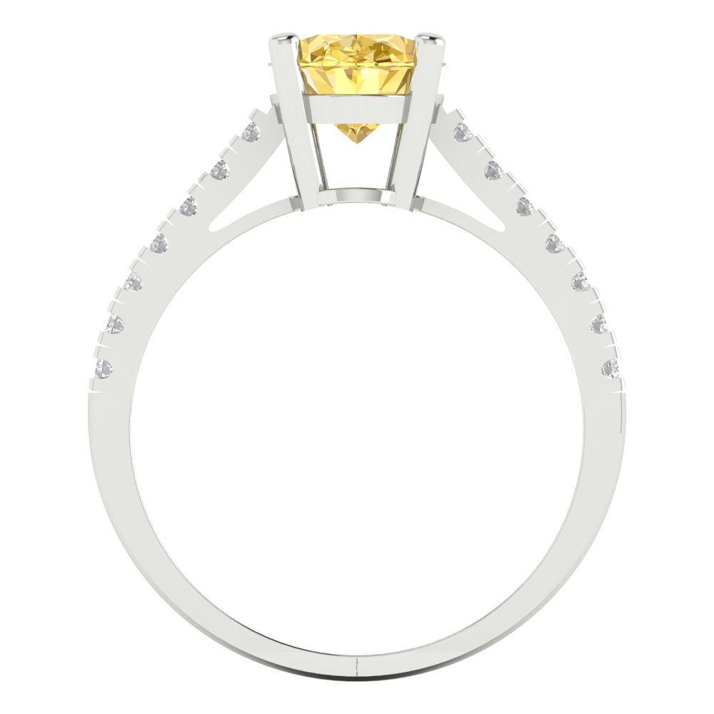 2.21 cttw Natural Citrine Solitaire with Zirconia Simulated Diamond Accents Engagement Ring - Solid Gold (Oval Cut,9X7mm)