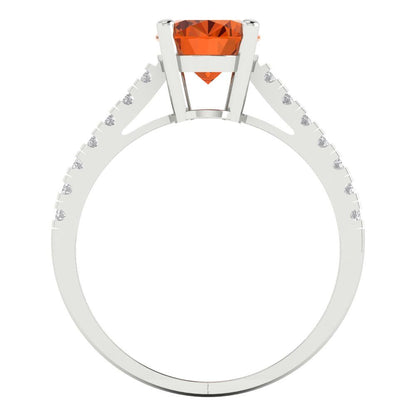 2.21 cttw Simulated Pink Tourmaline Solitaire with Zirconia Simulated Diamond Accents Engagement Ring - Solid Gold (Oval Cut,9X7mm)